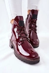 Lakierowane Ocieplane Botki Bordowe Cloghan
