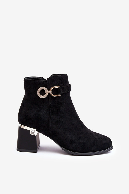 Modne Damskie Zamszowe Botki Czarne Nola