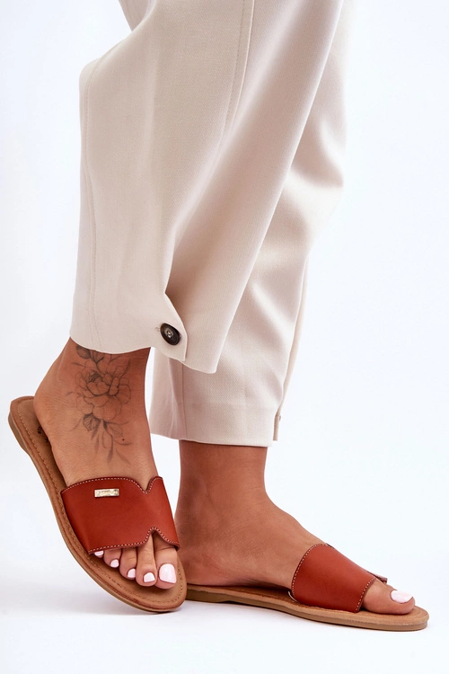 Damskie Wygodne Klapki Na Płaskim Obcasie Brązowe Coraline