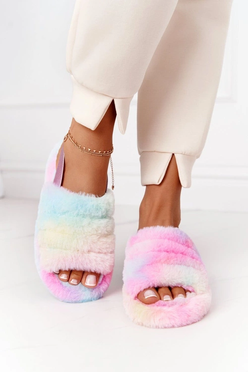 Futrzane Papcie Na Platformie Kolorowe Snowflake