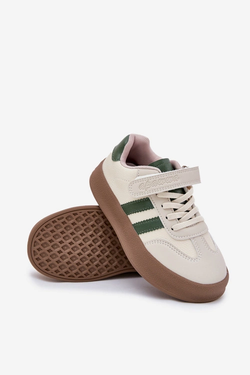 Sneakersy Dziecięce Na Platformie Beżowo-Zielone Sopiaella