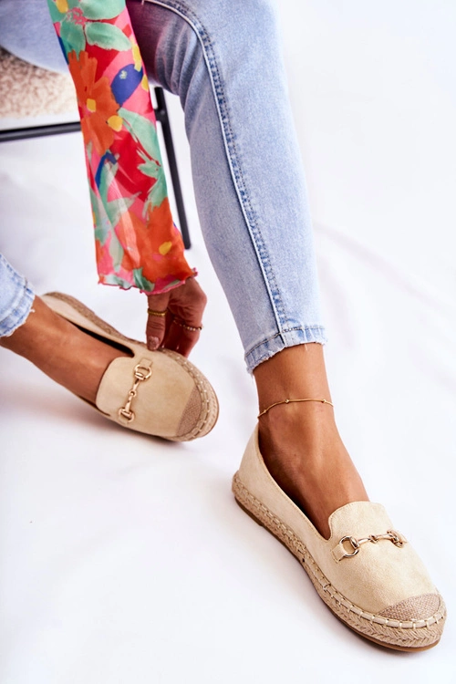 Klasyczne Wsuwane Damskie Espadryle Beżowe Oresa