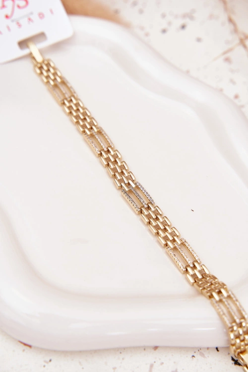 Bransoletka Damska Ze Stali Chirurgicznej Z Cyrkoniami Złota