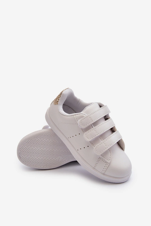 Dziecięce Tenisówki Na Rzepy Biało-Złote Cute Girl