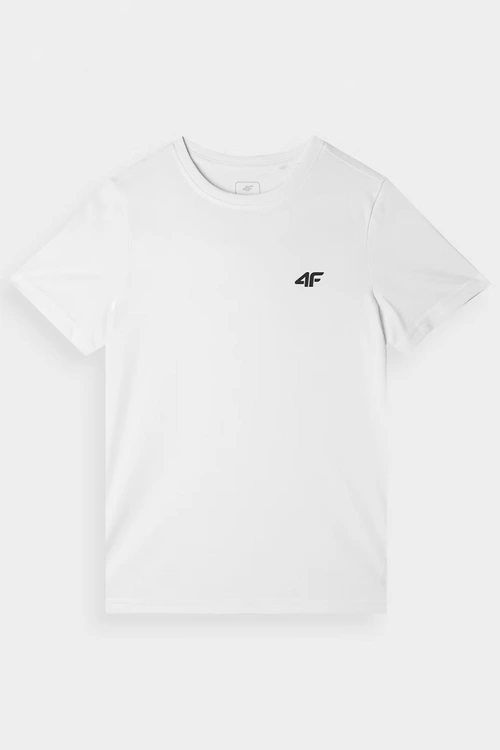Chłopięcy T-shirt Gładki Bawełniany Biały 4F 4FJWMM00TTSHM1626-10S