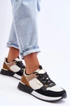 Stylowe buty sportowe damskie Beżowo-Czarne Katenia