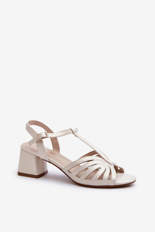 Damskie Sandały Na Obcasie Sergio Leone SK880 Perłowe