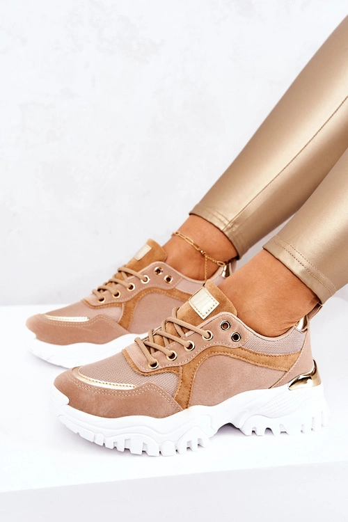 Sneakersy Na Platformie Brązowe Sallie