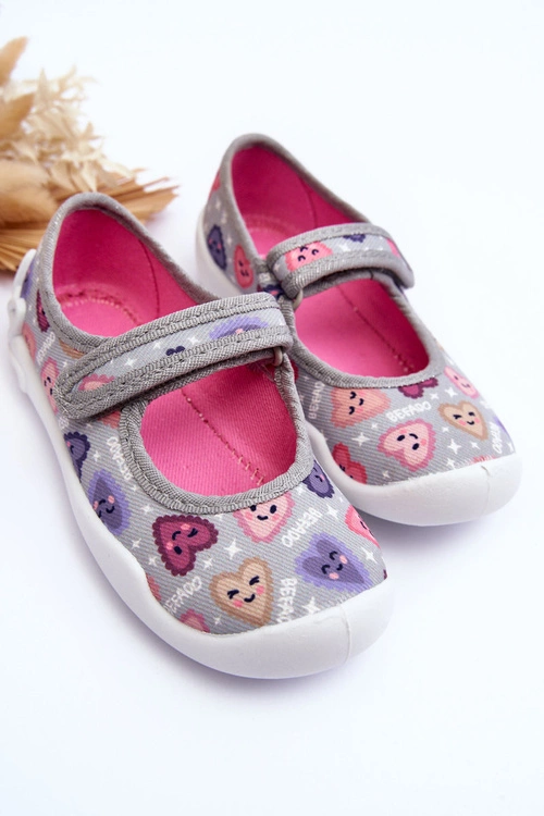 Dziecięce Papcie Baleriny Befado Serca 114X516 Szare