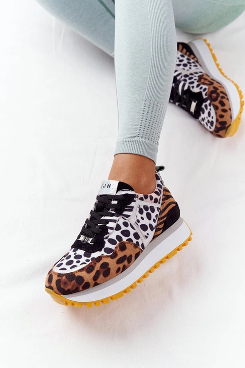 Zamszowe Sportowe Buty Na Platformie GOE HH2N4003 Brązowe