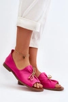 Zazoo 2660 Skórzane Baleriny Damskie Fuksja
