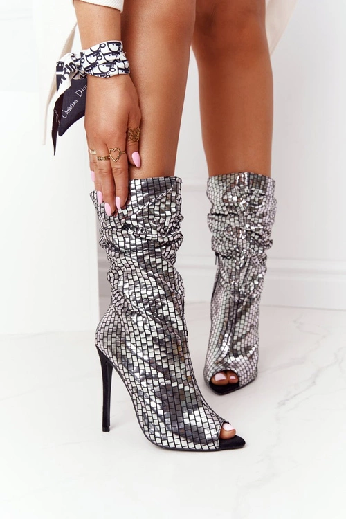 Botki Na Szpilce Srebrne Night Out