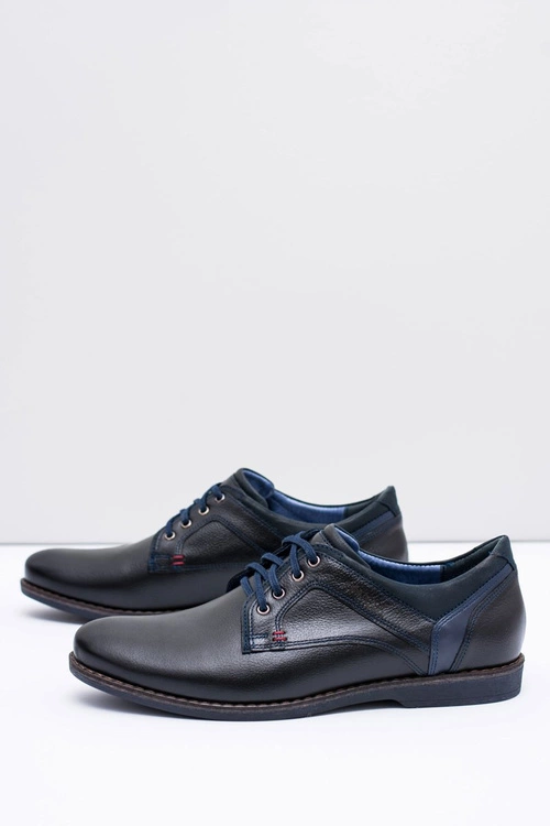 Nikopol Czarne Skórzane Męskie Półbuty Casual Jericho