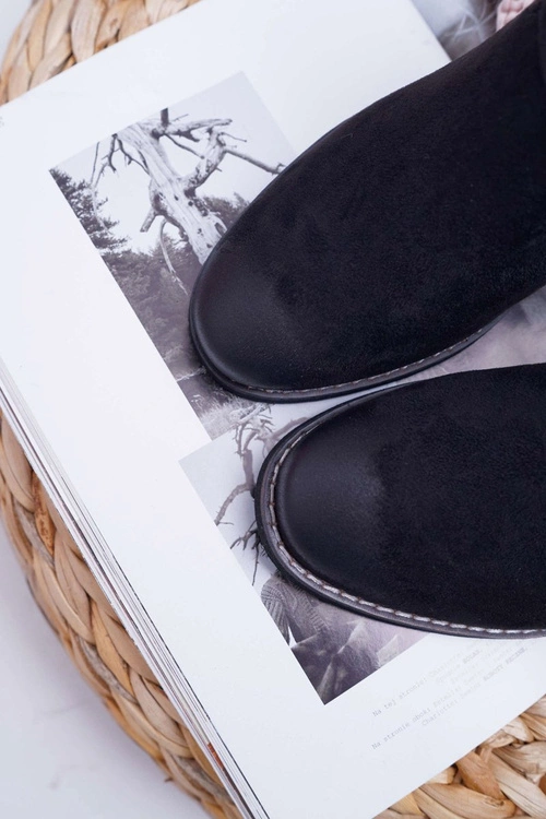 Damskie Botki Zamszowe Ukryty Koturn Czarne Mirley