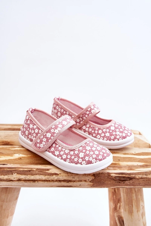 Dziecięce Baleriny Na Rzep W Print Różowe Selah