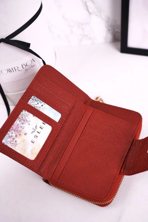 Elegancki Portfel Damski Zapinany na Suwak ESLEE Czerwony