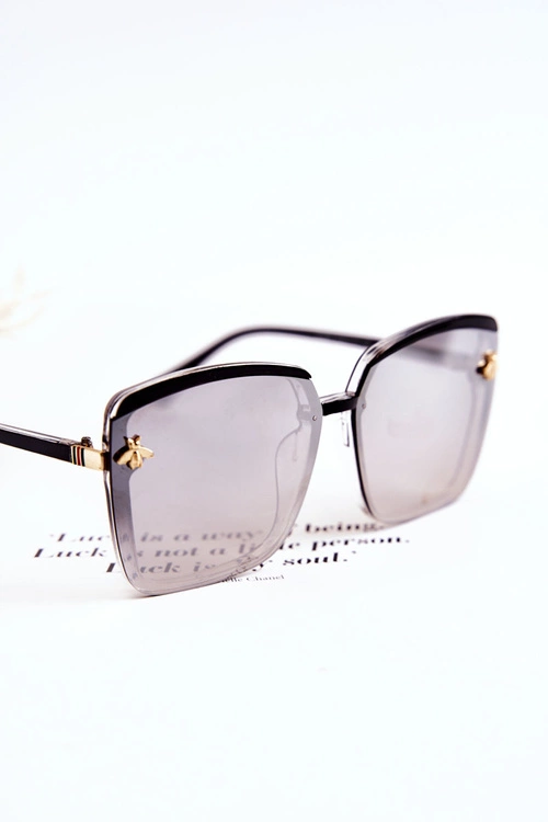 Damskie Okulary Przeciwsłoneczne Z Ozdobą SX0007 Czarno-Szare