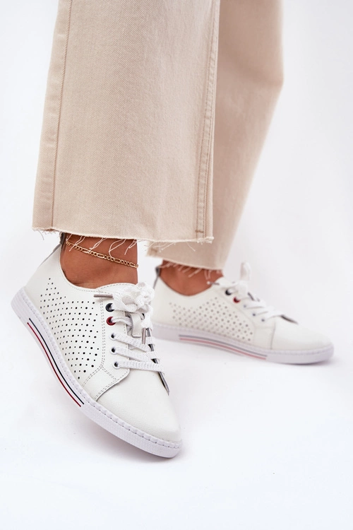 Skórzane Półbuty Damskie S.Barski LR51-587 Białe