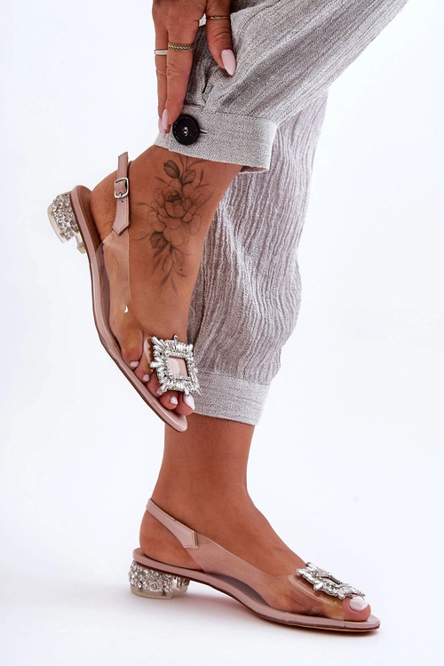 Sandałki Transparentne z Ozdobami Różowe S.Barski MR1037-05