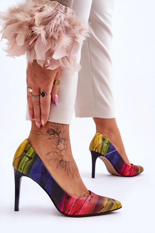 Modne Skórzane Szpilki Lewski Shoes 2659 Multikolor