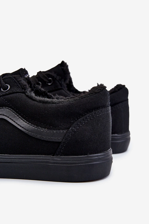 Męskie Materiałowe Trampki Ocieplane Czarne Harry