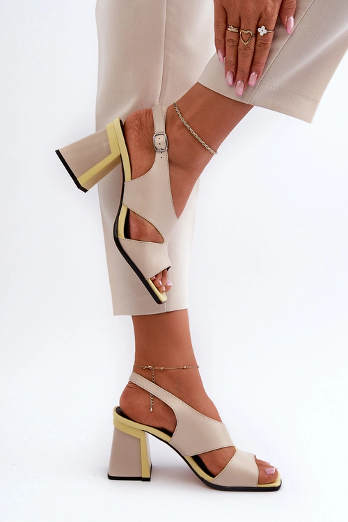 Sandały Damskie Na Słupku Beżowe D&A MR38-153