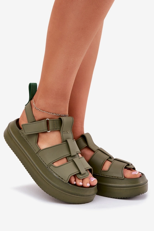 Sandały Damskie Na Platformie Zielone Nitavelia