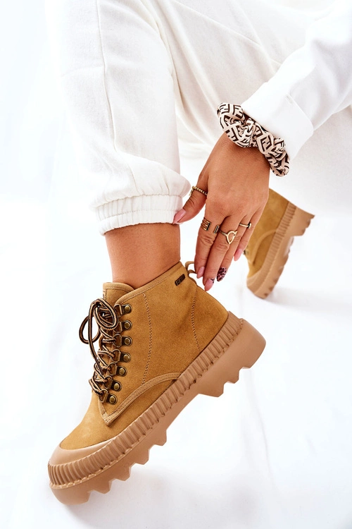 Skórzane Trapery Botki Big Star II274366 Camel