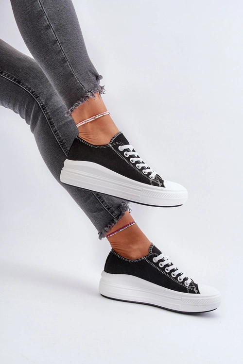 Trampki Damskie Na Masywnej Platformie Czarne Amyete