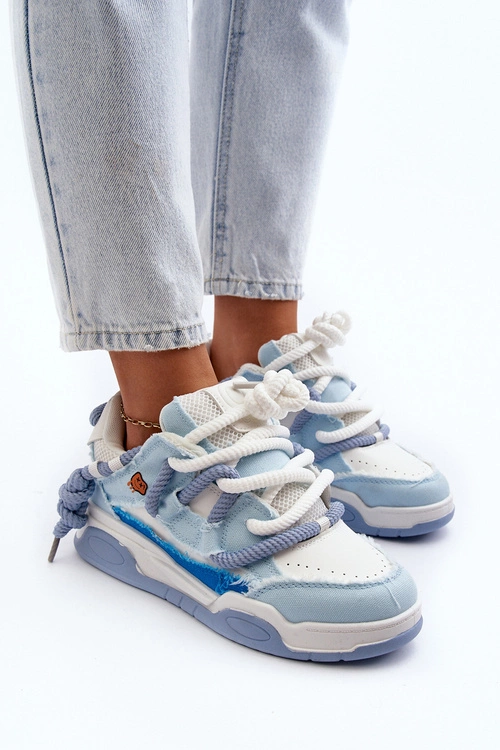Damskie Sneakersy Z Grubym Sznurowaniem Niebieskie Miatora
