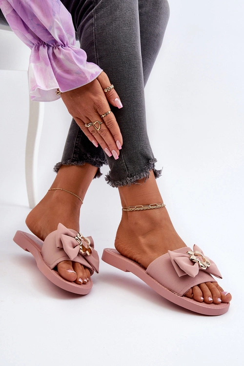 Klapki Damskie Z Kokardą Różowe Arsicada