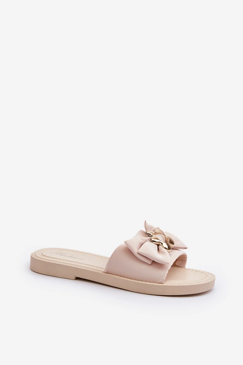 Klapki Damskie Z Kokardą Beżowe Arsicada