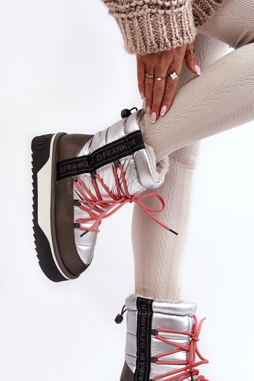 Śniegowce Damskie Na Grubej Podeszwie Wegańskie D.Franklin DFSH371006 Srebrne