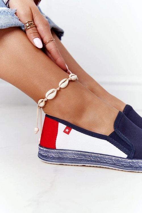 Damskie Espadryle Big Star HH276008 Granatowo-Białe