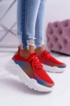 Sportowe Damskie Buty Gruba Podeszwa Holograficzne Czerwone Party Up