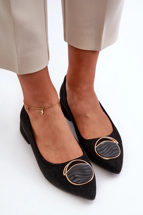 Czółenka Na Niskim Obcasie Z Eko Zamszu S.Barski KV27-037 Czarne