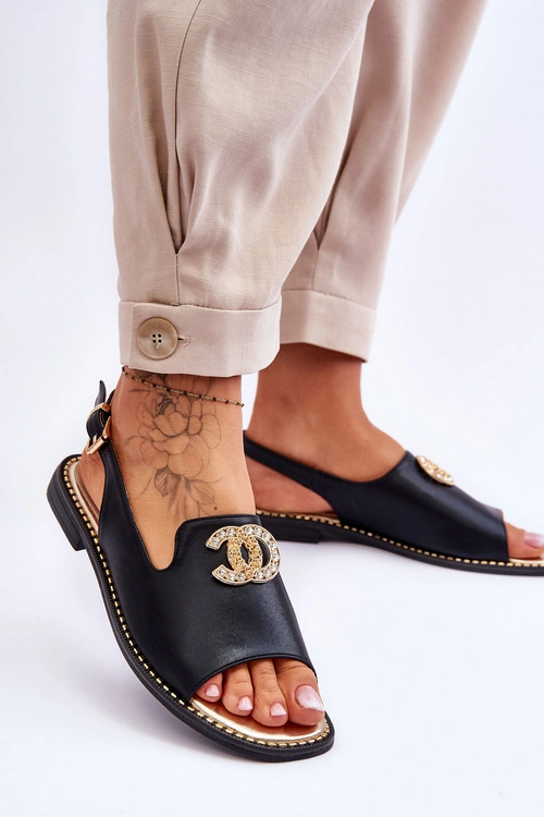 Damskie Sandały Z Ozdobą S.Barski KV-2775-49 Czarne