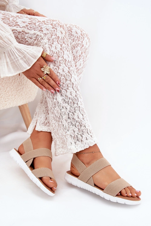 Klasyczne Sandały Damskie Wsuwane Beżowe Felira