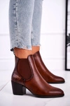 Botki Damskie Na Obcasie Sergio Leone Brązowe BT613