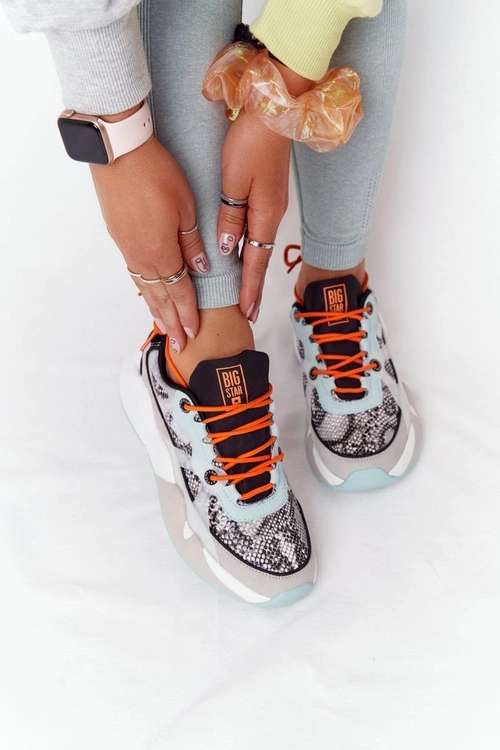 Damskie Sportowe Buty Memory Foam Big Star HH274324 Szaro-Zielone