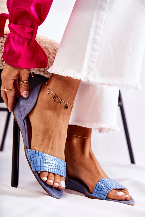 Skórzane Sandały Maciejka 1971-61 Niebieskie