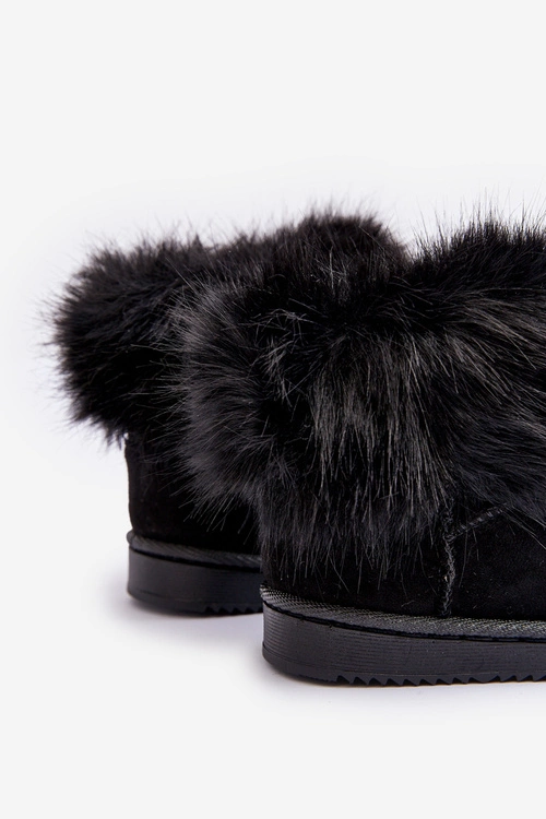 Dziecięce Ocieplane Botki Śniegowce Z Futerkiem Czarne Nohie