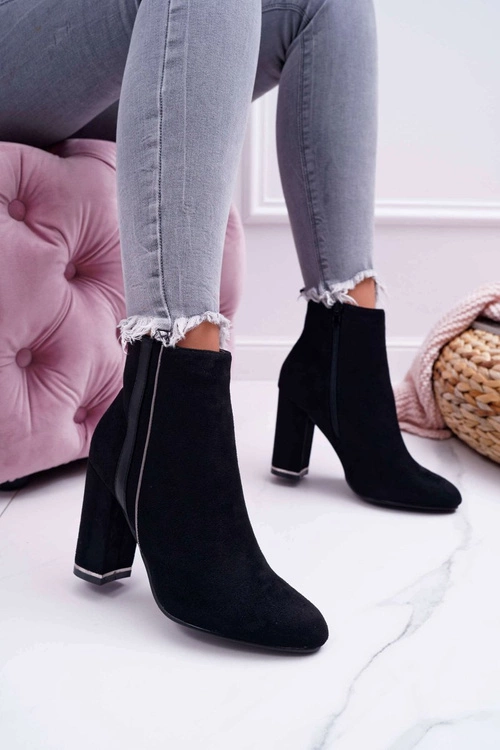 Botki Damskie Na Obcasie Czarne Domeno