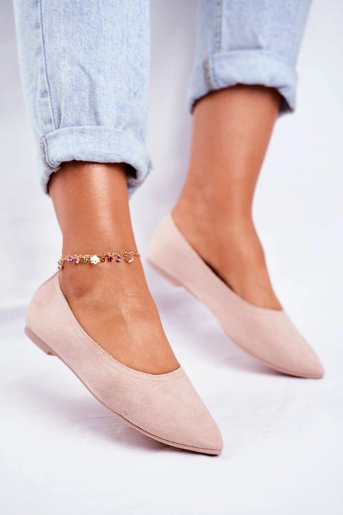 Baleriny Damskie Eko-Zamsz Beżowe Bellissima