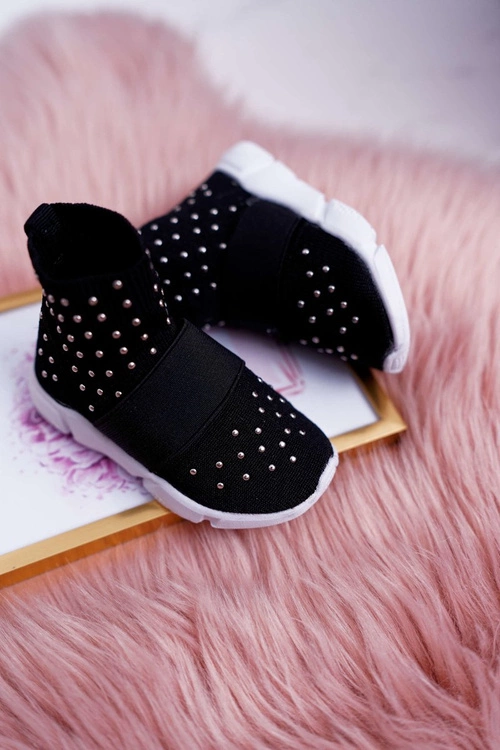 Dziecięce Młodzieżowe Obuwie Sportowe Wsuwane Czarne Delma