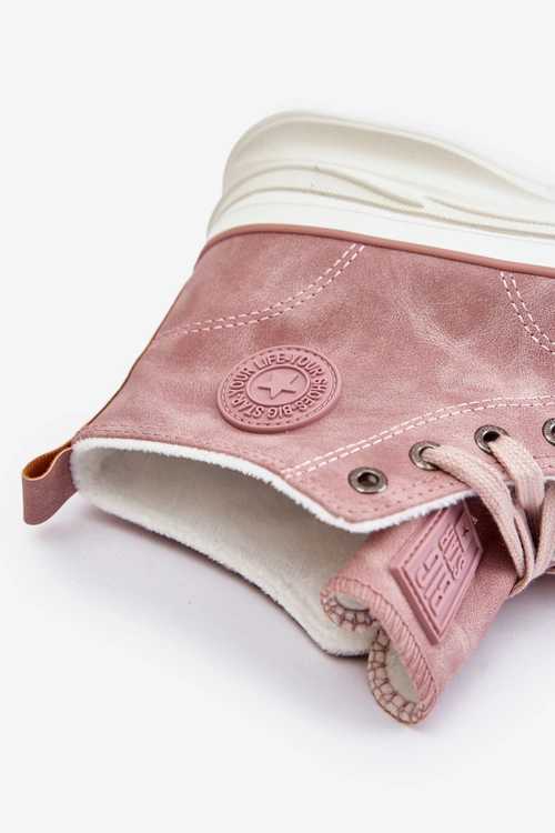 Ocieplane Trampki Damskie Na Platformie Big Star OO274071 Różowe