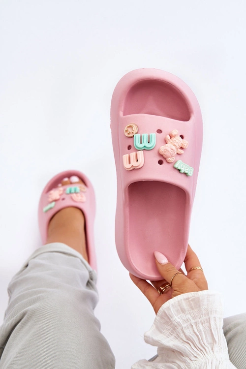 Miękkie Damskie Piankowe Klapki Z Ozdobami Różowe Lorie