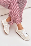 Buty Sportowe Sneakersy Damskie Z Eko Skóry Beżowe Ravina