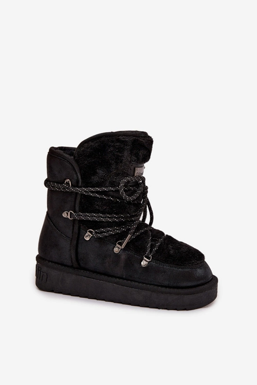 Śniegowce Damskie Na Platformie Z Futerkiem D.Franklin DFSH37005 Czarne