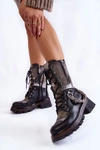 Skórzane Wysokie Botki Workery Maciejka 05586-01 Czarno-Szare